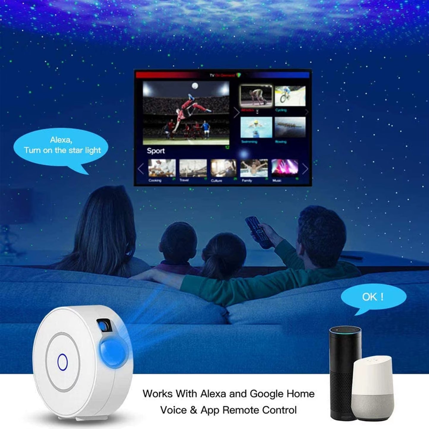 Tuya Wifi Smart Aurora Galaxy Star Projector Night Light Alexa Voice Control APP Control Star Projector LED Light Kids Baby Gift