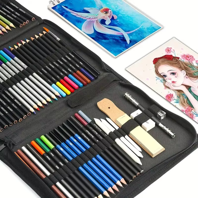 Drawing Set Sketching Kit, 76 Pack Drawing Pencils, Drawing Supplies Include Watercolor Pad, Watercolor, Metallic, Color