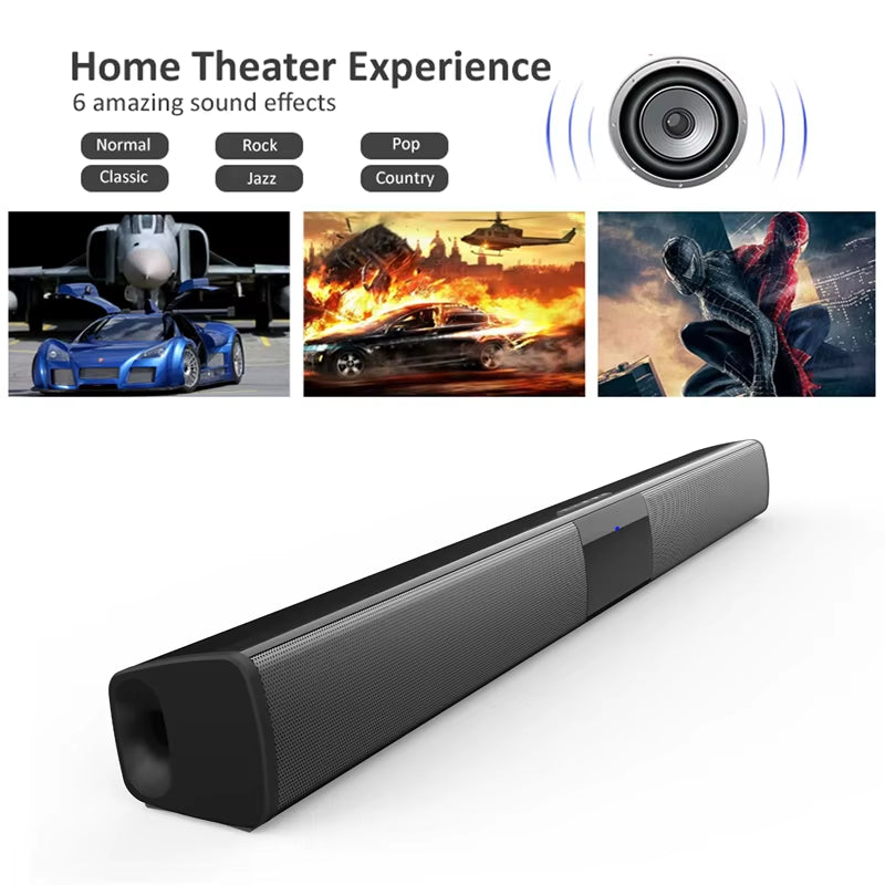 40W Wireless Bluetooth 5.0 Soundbar Speaker Hifi 3D Surround Stereo Support RAC TV Home Theater Sound Bar with Remote Control