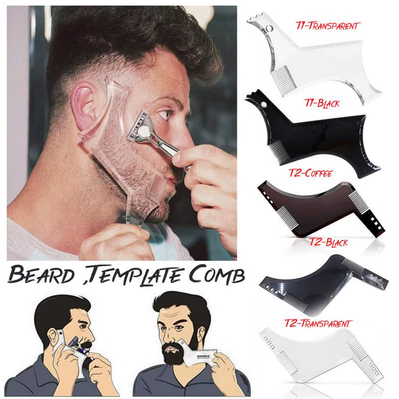 Men Beard Shaping Tool Styling Stencil Guide Template Comb Men'S Beards Combs Beauty Tool for Hair Beard Trim Templates