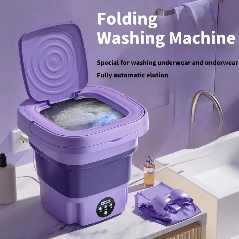 Mini Portable Folding Washing Machine for Home Dormitory Student Single Person Travel Automatic Small Washing Machine