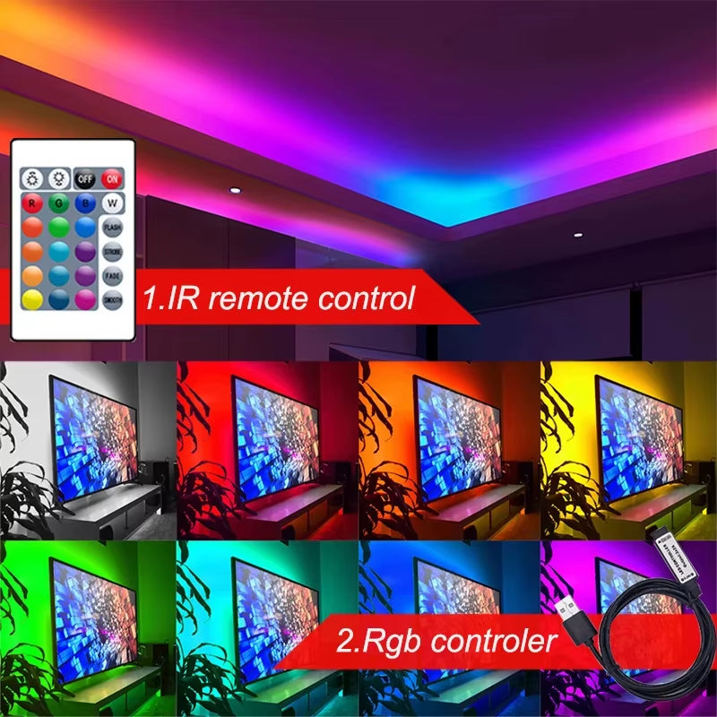 5M 5050 RGB Led Backlight 24Kesy USB Led Light with Living Room Party Decoration Led Light with Bedroom Computer Room Design