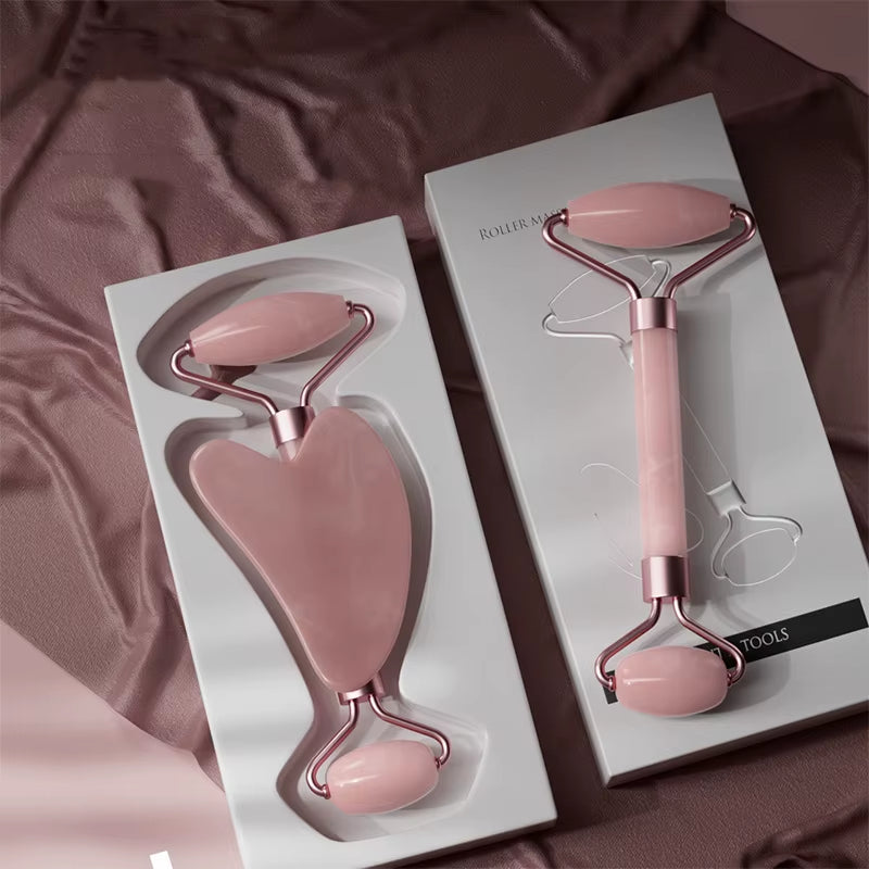 2Pcs/Set Face Spa Neck Massager for Face Roller Gua Sha Scraper Board Lift up Wrinkle Remover Eye Care Resin Guasha Set