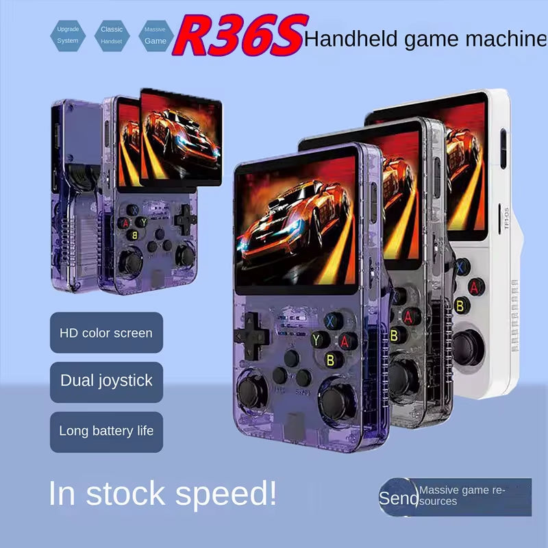 R36S Retro Handheld Game Console 3.5 Inch IPS Screen Open Source System 3500Mah Battery Portable Player Game Pocket Kids Gift