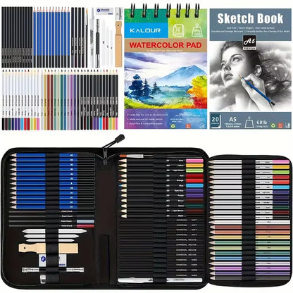 Drawing Set Sketching Kit, 76 Pack Drawing Pencils, Drawing Supplies Include Watercolor Pad, Watercolor, Metallic, Color