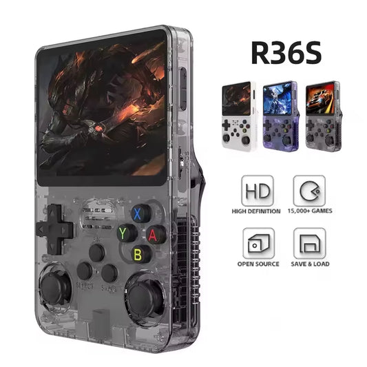 ​R36S Retro Handheld Game Console 3.5 Inch IPS Screen Open Source System 3500Mah Battery Portable Player Game Pocket Kids Gift
