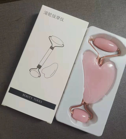 2Pcs/Set Face Spa Neck Massager for Face Roller Gua Sha Scraper Board Lift up Wrinkle Remover Eye Care Resin Guasha Set