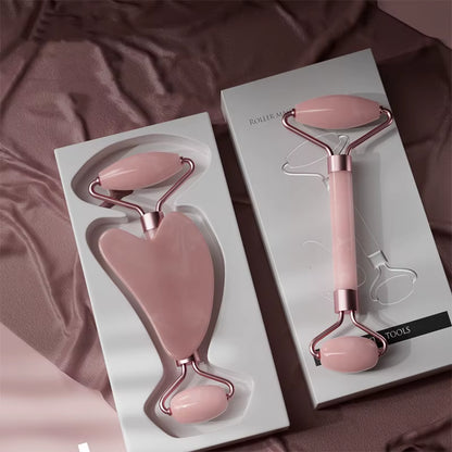 2Pcs/Set Face Spa Neck Massager for Face Roller Gua Sha Scraper Board Lift up Wrinkle Remover Eye Care Resin Guasha Set